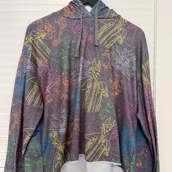 Disney Parks Women’s Cropped Hoodie Disney Villains Graphic Pullover - Picture 1 of 4